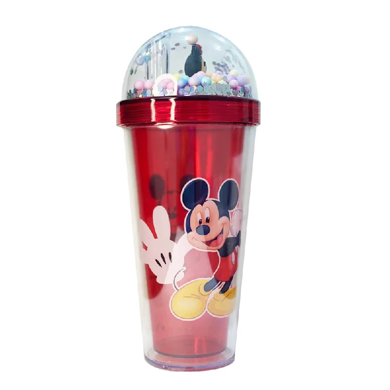 (NET) Mickey Mousse Plastic Cup With Straw 400 ML