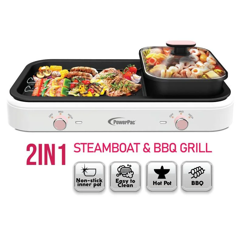 PowerPac 2 In 1 BBQ & SteamBoat 1.8L PPMC763