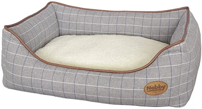 60113 NOBBY Comfort bed square "REMO" grey checker l x w x h: 75 x 60 x 23 cm