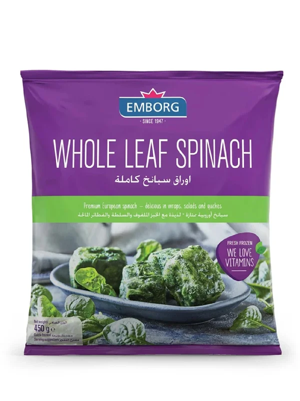 EMBORG WHOLE LEAF SPINACH 450G