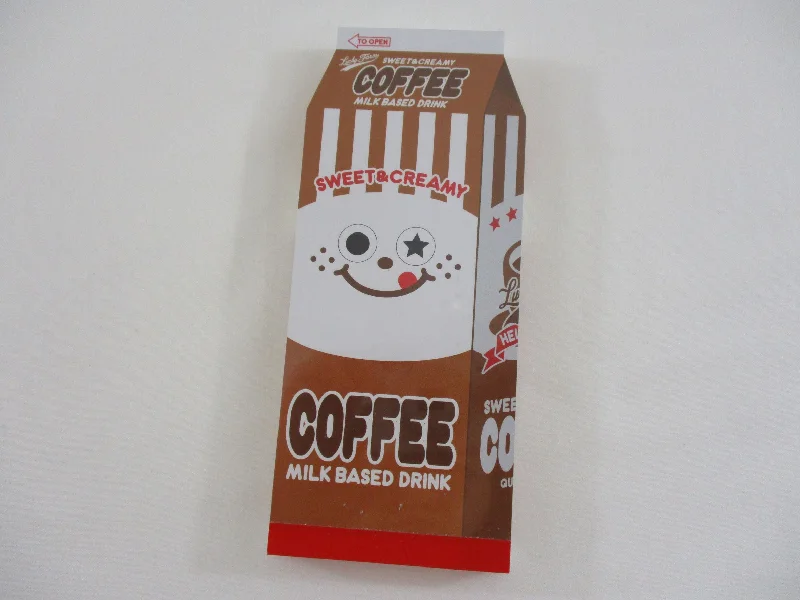 Cute Kawaii Kamio Milk Coffee Carton Die Cut Coupon Style 2.75 x 6.25 Inch Notepad / Memo Pad - Stationery Designer Paper Collection - HTF