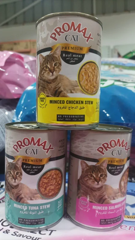 PROMAX GRAINFREE REALMEAT CAN CATFOOD MINCE WITH CHICKEN/SALMON/TUNA ASSORTED 400GR x 24