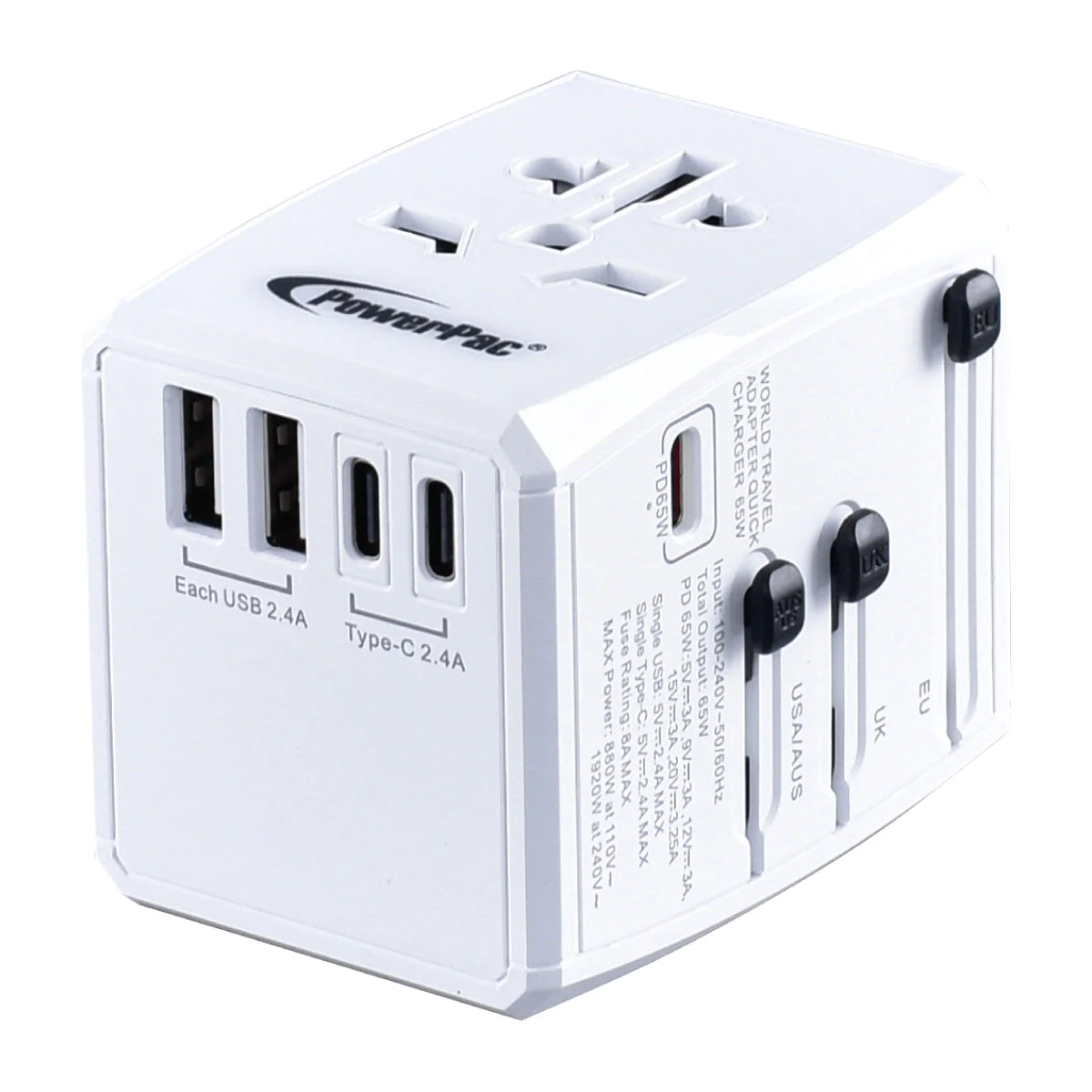 PowerPac Travel Adapter 2A+3C USB 65Watts