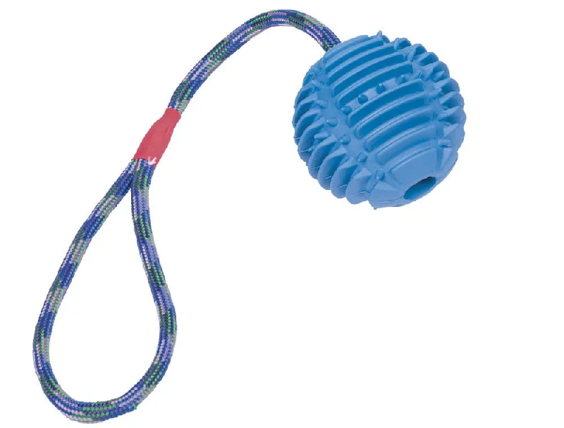 62383 NOBBY Rubber ball with rope ball: 7,5 cm; rope: 30 cm