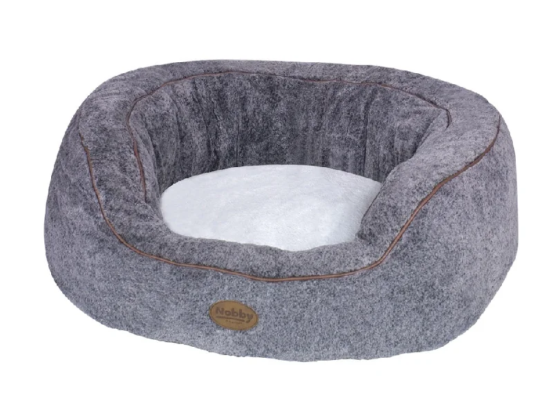 60710 NOBBY Comfort bed oval "JOLAN" light grey l x w x h: 70 x 60 x 22 cm