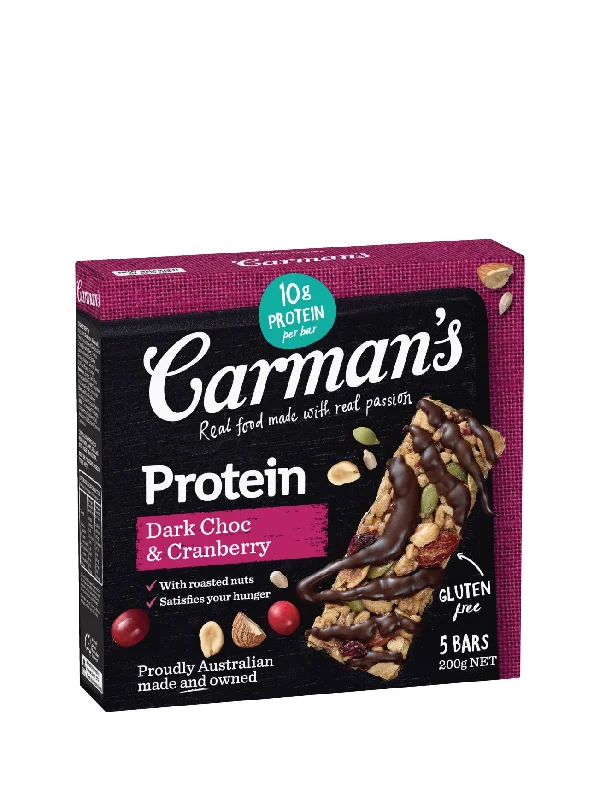 CARMANS DARK CHOC & CRANBERRY PROTEIN BARS 200G