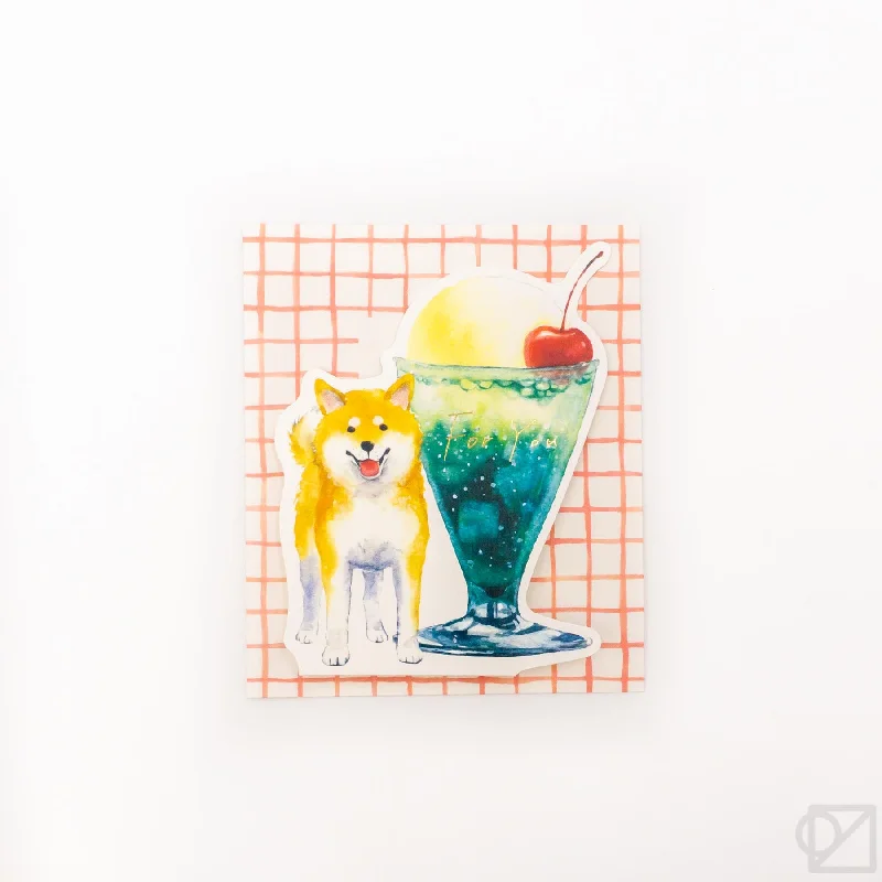 Shiba Inu & Melon Soda Float Greeting Card