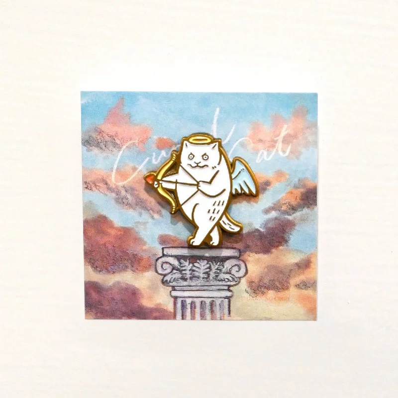 Dawning Crow Cupid Cat Enamel Pin