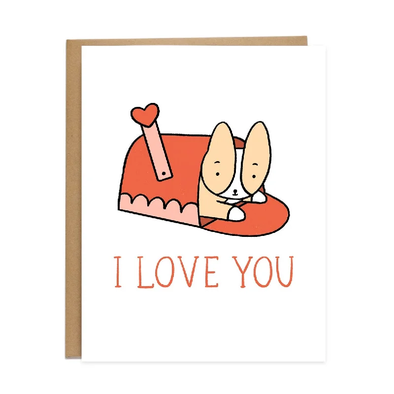 I Love You Mailbox Corgi Card