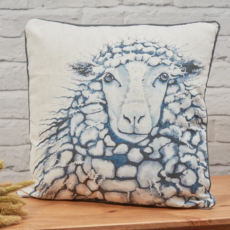 Langs Greyscale Sheep Linen Cushion