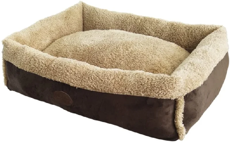 60715 NOBBY Comfort bed square "MIREK" brown / beige l x w x h: 110 x 85 x 22 cm