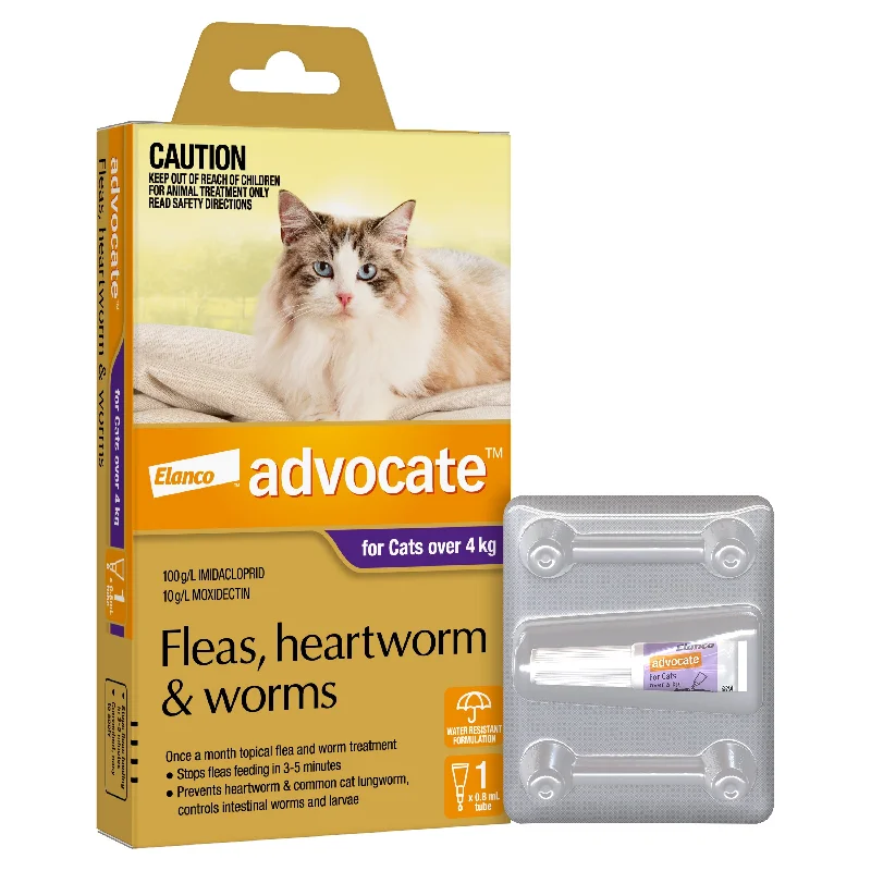 Advocate Flea Heartworm and Worm Treatment for Cats 4kg Purple 1 Pack