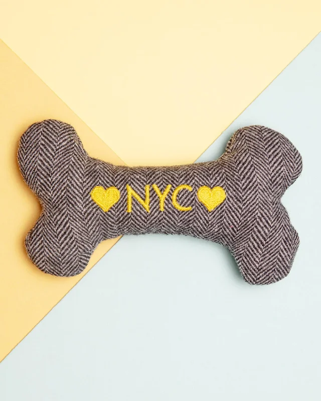 "NYC" Tweed Squeaker Bone Dog Toy (Made in the USA)